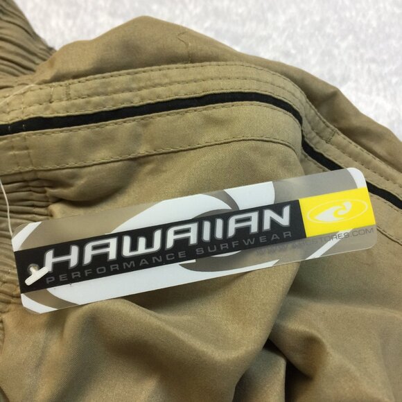 New! Hawaiian Performance Surf Wear Swim Shorts XL Brown Tan Elastic Waist - Picture 7 of 15